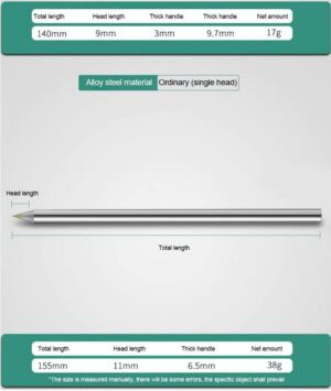 14 Cm - 1 pcs - Alloy Single End Sharp Tungsten Steel Tip Scriber Clip Pen Ceramics Glass Shell Metal Construction Marking Tools - Silver-B0BLP8WL9G