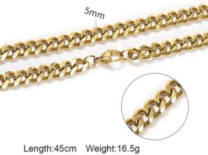 قلادة بسلسلة من الفولاذ المقاوم للصدأ بسيطة أساسية للرجال سلاسل ربط للزينة قلادة أولية سوداء مجوهرات هدايا فاخرة للرجال -دهبي سمك 5 مم بطول 50 سم-B0C21XXKCS