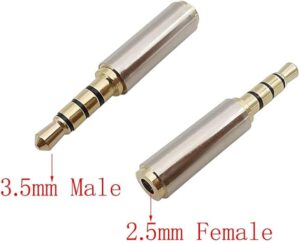 2Pcs 3.5mm to 2.5mm / 2.5 mm to 3.5 mm 4 Poles Stereo Audio Headphone AUX Adapter Male Plug Female Jack Converter Connector-B0BZPD28BM