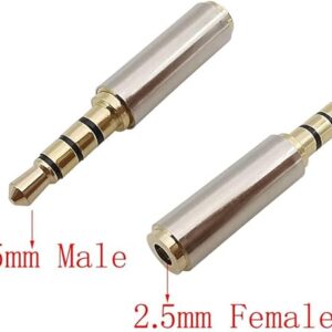 2Pcs 3.5mm to 2.5mm / 2.5 mm to 3.5 mm 4 Poles Stereo Audio Headphone AUX Adapter Male Plug Female Jack Converter Connector-B0BZPD28BM