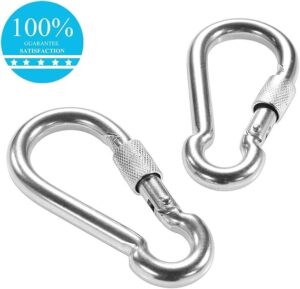 Locking Carabiners, Heavy Duty Carabiner, Steel Screw Lock Carabiner Hooks 2.7inch - 4PCS-‎B0DM6GF1SN