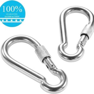 Locking Carabiners, Heavy Duty Carabiner, Steel Screw Lock Carabiner Hooks 2.7inch - 4PCS-‎B0DM6GF1SN