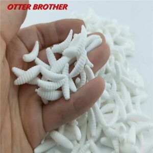 20pcs/lot Random Silicone Bait Maggot Grub Soft Fishing Lure 2cm 0.3g Artificial Bread Smell Worms Gear For Winter Glow Accessories (Random Color)