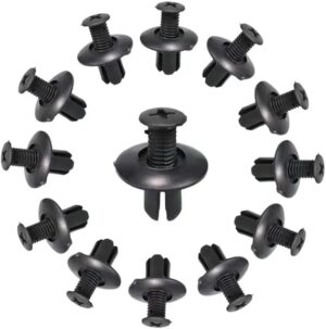 30Pcs 8mm Plastic Fasteners Screw Car Bumper Black Rivet Car Fastener Clips for Most Car Type