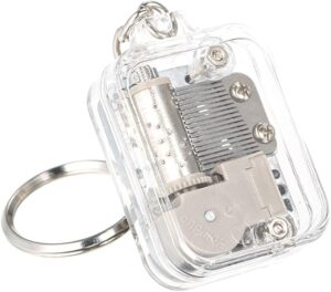 Transparent Clear Hand-operated Movement Music Box Keychain Key Ring Pendants Musical Melody Castle in The Sky Unique Gift-B096R2W25F