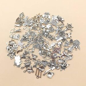 Silver Charm,50 Pieces Mixed Charms Pendants Silver-Charms Craft Supplies for Earrings Necklace Bracelet Jeweler DIY-B0C5G7NFH7
