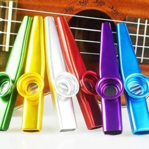 Metal Kazoo Harmonica Mouth Flute Kids Party Gift Musical Instrument Professional Performce Diaphragm Guitar Ukulele Lovers (ٌRED)