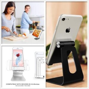 Adjustable Cell Phone Stand, Aluminum Desktop Phone holder Compatible with All Smart Phone, Black-B096R5DYQ1