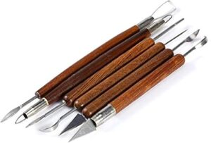 6pcs Clay Sculpting Set Wax Carving Tools Shapers Wood Handle - B091CQV68N