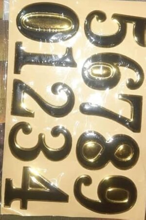 Numeral Door Plaque House Drawer Sign Plating Gate Digits 0 to 9 Number Tag Hotel Home Sticker Address Door Label (GoldXBlack)-B0BW7SNY44