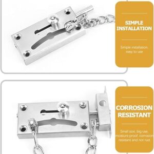 [2 Pcs] Door Chain Lock, Steel Slide Bolt Latch Safety Door Lock with Anti-Theft Chain and Spring Lock (Silver Or Gold)-B0CM28RK5Y
