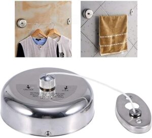 [1 Pcs] Stainless Steel Retractable Clothesline Clothes Dryer with 2.8 Meters adjustable Nylon Line, Polished Stainless Steel Finish-B0CH4K6CLH