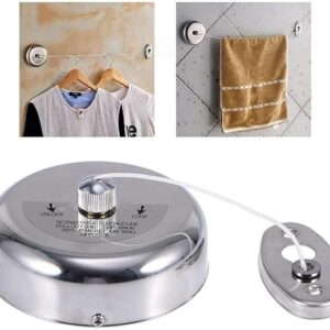 [1 Pcs] Stainless Steel Retractable Clothesline Clothes Dryer with 2.8 Meters adjustable Nylon Line, Polished Stainless Steel Finish-B0CH4K6CLH