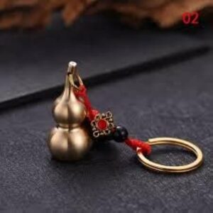 1 pcs - Handmade Rope Lucky Feng Shui Hanging Vintage Brass Money Bag Keychain Pendant Jewelry Ancient Five Emperors Coins Car Key Chain (B)-B0BNXVCJWX
