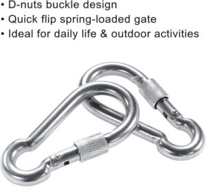Locking Carabiners, Heavy Duty Carabiner, Steel Screw Lock Carabiner Hooks 2.7inch - 4PCS-‎B0DM6GF1SN