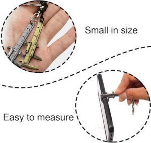 FFangBox,Keyring Zinc Alloy Vernier Caliper Keychain Mini Key Chain for Length Depth Inner Outer Diameter Measuring-B0C4JXGSHF