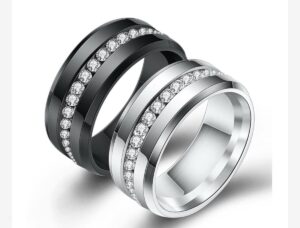 Single Piece of Rhinestone and Titanium Steel for Men and Women from Mai Souq-Stour, Silver , Size (7-B0DLJ6C7N2