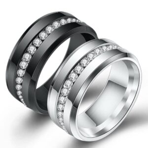 Single Piece of Rhinestone and Titanium Steel for Men and Women from Mai Souq-Stour, Silver , Size (7-B0DLJ6C7N2