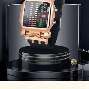 1Pcs New Digital Watch For Men Women 2022 Binary Luminous Cool Sports Style Electronic LED Display Dial Soft Wristband Men's Watch-B0CR6ZT723