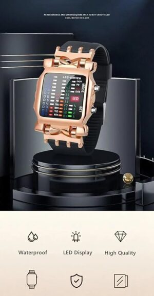 1Pcs New Digital Watch For Men Women 2022 Binary Luminous Cool Sports Style Electronic LED Display Dial Soft Wristband Men's Watch-B0CR6ZT723
