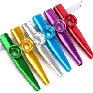 Metal Kazoo Harmonica Mouth Flute Kids Party Gift Musical Instrument Professional Performce Diaphragm Guitar Ukulele Lovers (ٌRED)