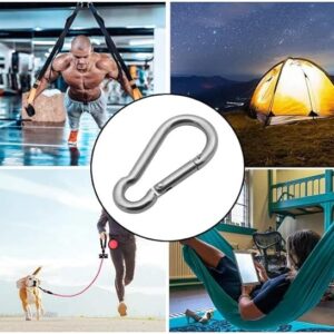 Spring Snap Hook 304 Stainless Steel Carabiner Camping Hiking Traveling Fishing, Small Carabiners for Dog Leash Harness (10 CMX 5 cm -2 Pack)-B0B3F6Q14N