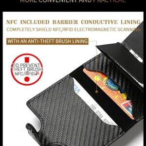 Fashion Business Carbon Fiber Credit Card Holder Wallet Men Rfid Metal Thin Pop Up Minimalist Wallet Small Purse Metal Wallet Color may be vary (Blue)-‎B0DKBZZ564
