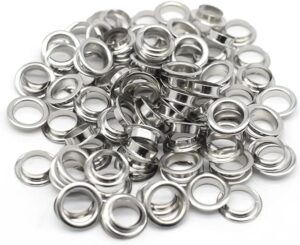 [100 Pcs -12MM - Silver ] Metal Eyelet Grommet Ring Kit for Garment Canvas Sewing Accessories Silver - (Iner Dia. 14mm-Outer Dia 22.5mm)-B0CQ9Q1XY8