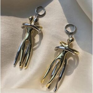 (1 Pc) Large New Necklace or keychain Exaggerated Stereoscopic Two People Hugging Metal Vintage Long Drop Nicklace for Women Girls Party Jewelry (Length 7.5 CM -17.50 Grams)-B0DMJ9H61S