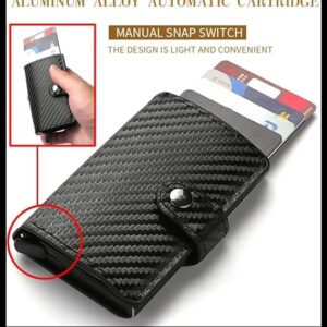 Fashion Business Carbon Fiber Credit Card Holder Wallet Men Rfid Metal Thin Pop Up Minimalist Wallet Small Purse Metal Wallet Color may be vary (Blue)-‎B0DKBZZ564