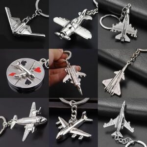 Keychains For Men Car Bag KeyRing Air Plane Model Fighter Toy Air Plane Model Fighter Aircrafe Travel Fashion Gift 1Pcs