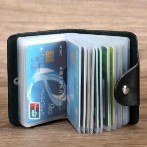 24 Bits Card Case Leather Function Business Card Holder Men Women Credit Passport Card Bag ID Passport Card Wallet (Pink)-B0DH8LZWSX