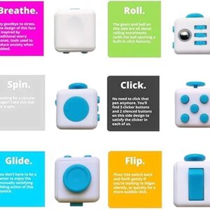 61QUaGTmYOL._AC_SX569_ Focus Cube - Fidget Cube Toy For Anxiety Stress Relief Attention Focus For Children / Adult Gift ADHD - White and Blue-B098TW9W6G