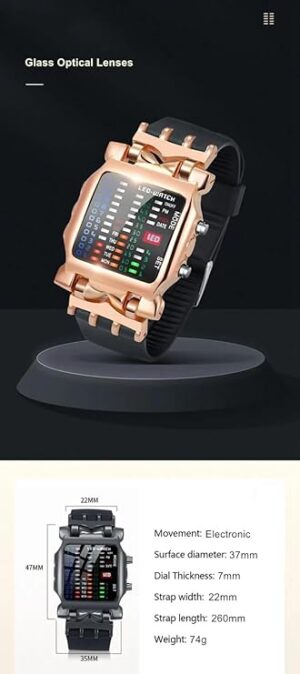 1Pcs New Digital Watch For Men Women 2022 Binary Luminous Cool Sports Style Electronic LED Display Dial Soft Wristband Men's Watch-B0CR6ZT723