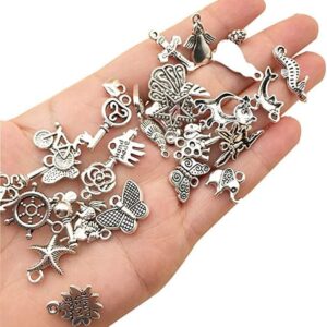 61RFp4TInDL._AC_ Silver Charm,50 Pieces Mixed Charms Pendants Silver-Charms Craft Supplies for Earrings Necklace Bracelet Jeweler DIY-B0C5G7NFH7