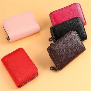 (Color As Shown) (1Pc) Business Card Holder Fashion Women Men PU Leather Credit Card Wallet Bag Zipper Credit/id/bank Multi-card Slot Card Case Coin Pu (Coffee)-B0CH91S6HB