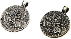 Creative Charms Tree Of Life And World Pendants For Necklace Wolf Amulet Viking Jewelry Making Findings Components (3.5Cm *3.5 cm)-B0DC5P5BXH