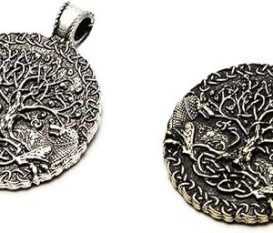 61Rzd1c-o4L._AC_SX466_ Creative Charms Tree Of Life And World Pendants For Necklace Wolf Amulet Viking Jewelry Making Findings Components (3.5Cm *3.5 cm)-B0DC5P5BXH