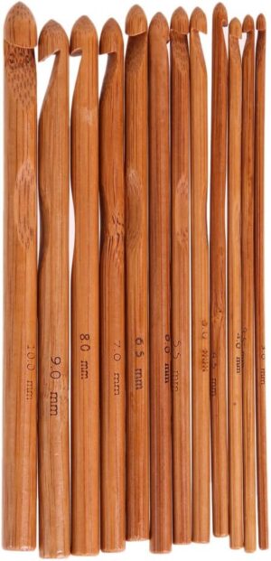 12pcs/set Carbonized Bamboo Needles Crochet Hooks,Knitting Needles, Knitting Tools Sweater Scarf Hat Weaving Tools-‎ B0C3Z7DN9N