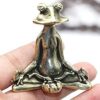 -BIPL Statue Decorative Sculptures Retro Brass Meditation Zen Buddhism Frog Statue Small Ornament Copper Animal Sculpture Frankincense Burner Home Desk Decoration Tea Pet-B094CZ12JL565