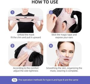V Shaped Mask Strap Double-Chin Reducer Face Slimming Bandage Face Lifting Belt Double Deck Tightener Slim Strap 1Pcs (Type A)