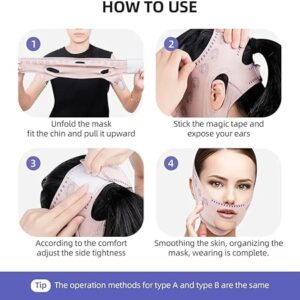 61T1LOhb2AL._AC_SY450_ V Shaped Mask Strap Double-Chin Reducer Face Slimming Bandage Face Lifting Belt Double Deck Tightener Slim Strap 1Pcs (Type A)