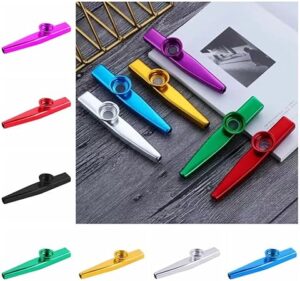 Metal Kazoo Harmonica Mouth Flute Kids Party Gift Musical Instrument Professional Performce Diaphragm Guitar Ukulele Lovers (ٌRED)