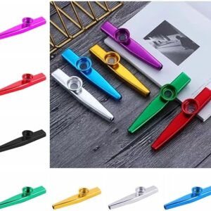 Metal Kazoo Harmonica Mouth Flute Kids Party Gift Musical Instrument Professional Performce Diaphragm Guitar Ukulele Lovers (ٌRED)
