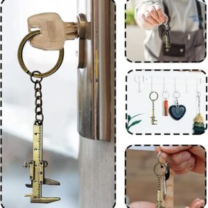 FFangBox,Keyring Zinc Alloy Vernier Caliper Keychain Mini Key Chain for Length Depth Inner Outer Diameter Measuring-B0C4JXGSHF