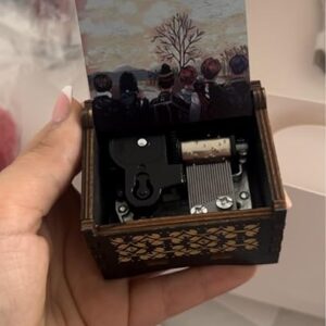 [1Pcs] Black Wood Auto mechanical Music Box for piano guitar Friends birthday New year Christmas gift-B0D96KCPCP