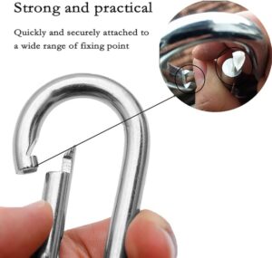 VIDELLY 4 Pieces Spring Snap Hook Carabiner 304 Stainless Steel Carabiner Clips Heavy Duty Quick Link Hook Outdoor Small Keychain Carabiner for Home Outdoor Sport Fishing Hiking Traveling(M10, M6)-B08ZNJLMDY