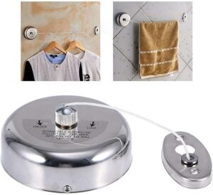 Stainless Steel Retractable Clothesline Clothes Dryer with 2.8 Meters adjustable Nylon Line, Polished Stainless Steel Finish-B091D6X131