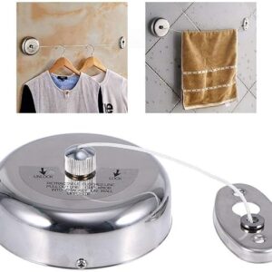 Stainless Steel Retractable Clothesline Clothes Dryer with 2.8 Meters adjustable Nylon Line, Polished Stainless Steel Finish-B091D6X131