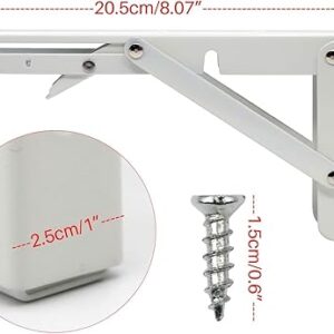 61agh9OBWsL._AC_SX450_ Sturdy Folding Shelf Brackets 8 Inch White Heavy Duty Triangle Wall Mount Collapsible Shelf Bracket with Install Screws for Bench Table Space Saving 2 Pcs, Max Load: 150 lb-B0D11YNMJJ
